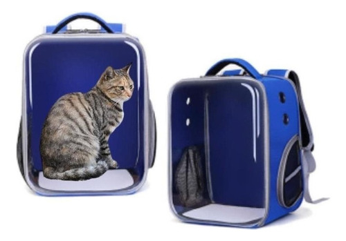 Mochila Astronauta Transparente Azul Transporte Cães Gatos
