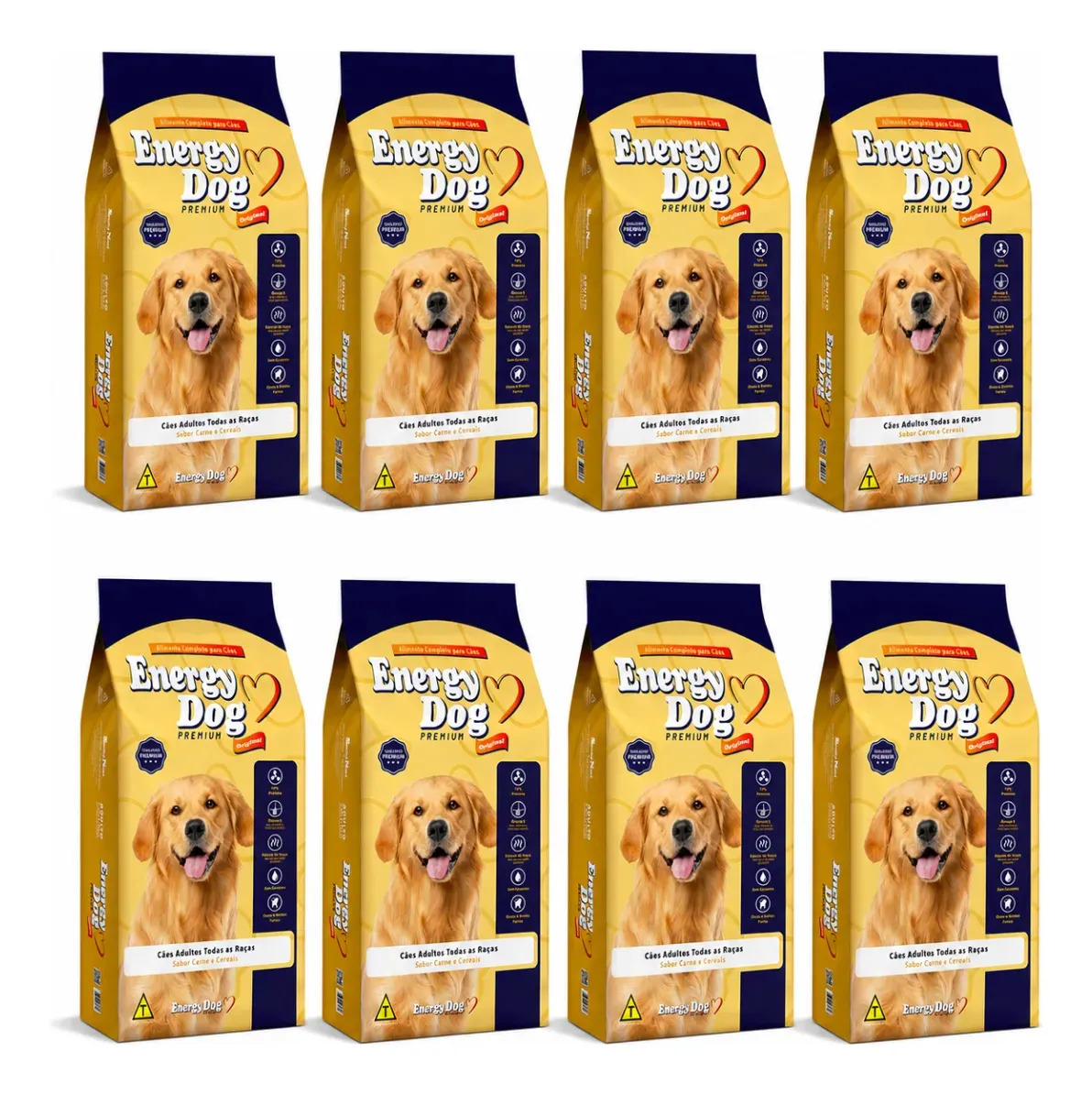 Kit 8 Ração Para Cães Adultos Energy Dog Proteína 1kg