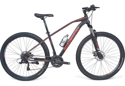 Mountain bike Roadmaster Wind R29 24v frenos de disco mecánico cambios Microshift color negro/rojo con pie de apoyo