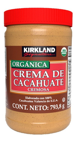 Crema De Cacahuate Orgánica Kirkland Signature 2 Pzs 793.8g