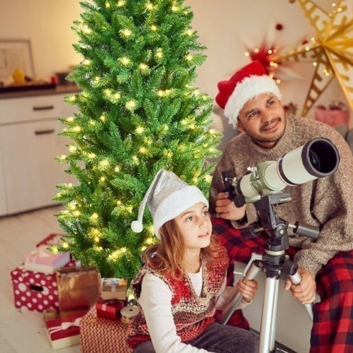 Árbol De Navidad Tipo Lápiz Preiluminado 5 Pies Luz Calida