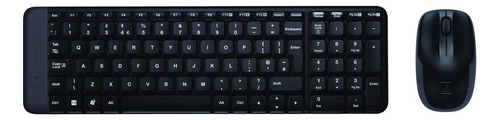 Kit de teclado y mouse inalámbrico Logitech MK220 Inglés de color negro