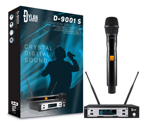 Microfone Sem Fio Dylan D9001s Uhf Digital 100 Canais Anatel