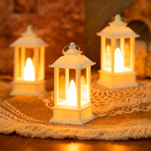 Vela Led Farol Colgar Deco Efecto Fuego Pilas Navidad Color Blanco Fragancia No Aplica Liso