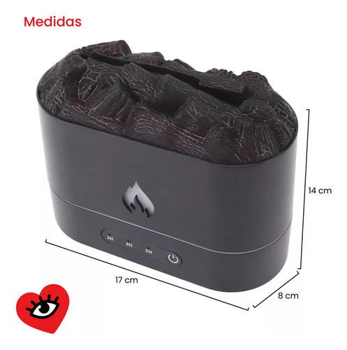 Humidificador Fuego Lava Negro Craquelado Aromatizador