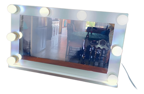 Espejo Hollywood Decorativo Con Luz Eléctrica - 100x 50cm Blanco