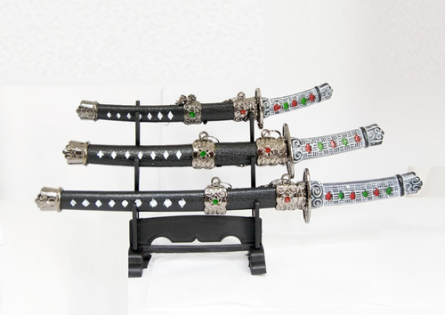 Kit 3 Mini Espadas Decorativas Samurai