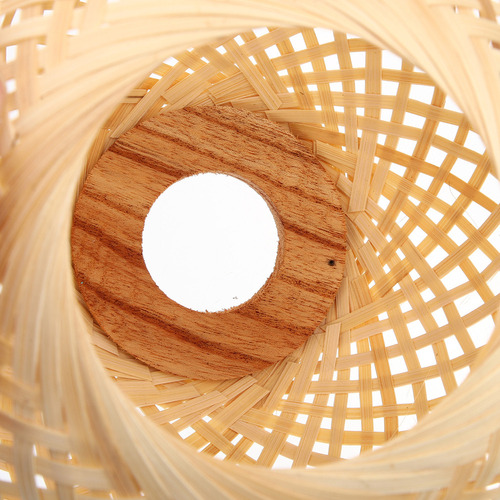 Lámpara Colgante De Bambú Con Pantalla De Luz, Estilo Rústic