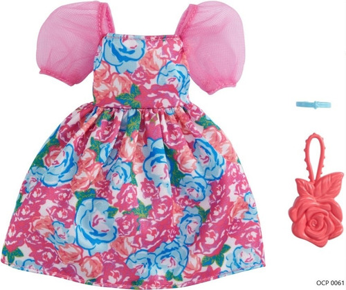 Roupa Com Acessório Da Barbie Vestido Floral Ms