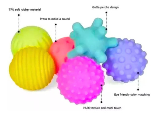 Soft Balls 6 Pelotas Sensoriales De Silicona Para Bebes
