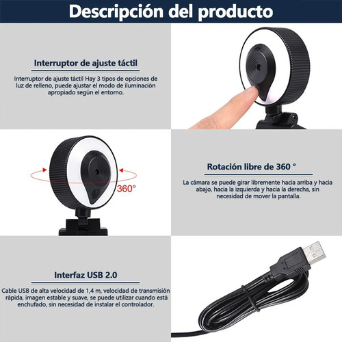 Imagen 9 de 10 de 2k Cámara Webcam Usb Con Micrófono Cámara Web Full Hd 1440p