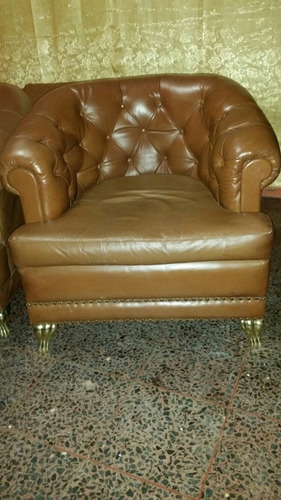 Imagen 2 de 7 de Muebles Sofás Butacas Antiguas Capitone De Cuero Original