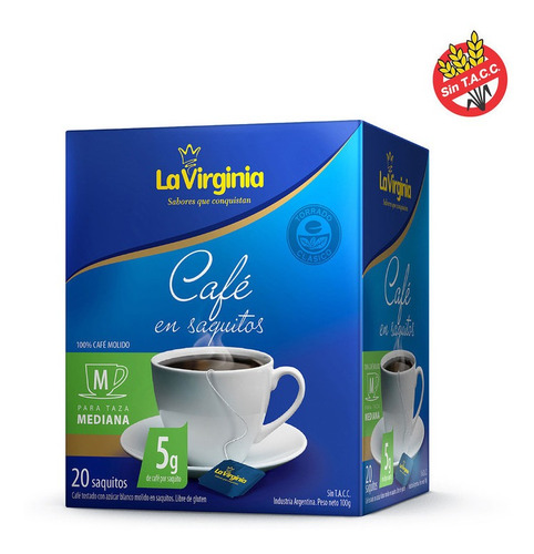 La Virginia Cafe En Saquitos 5 Gr Caja X 20 Unidades