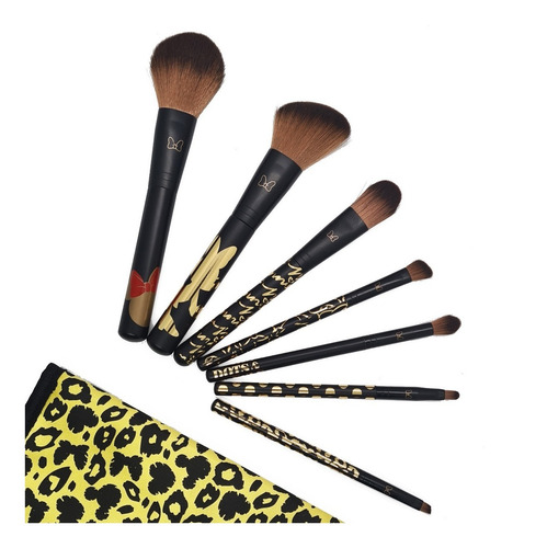 Imagem 3 de 6 de Jogo De 7 Pincel Maquiagem Minnie Mouse Preto - Brs-1812 -