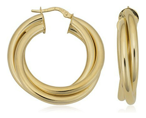 10k Pendientes De Aro Kooljewelry Oro Amarillo Triple.