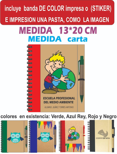 Libreta Cuaderno Ecologica  13*20  C/foto  Logo25 Piezas