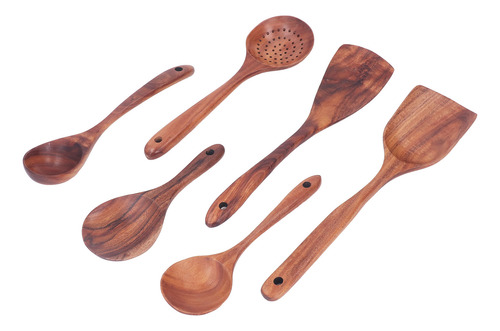 Set De Utensilios De Cocina De Madera Elegantes Cucharas De
