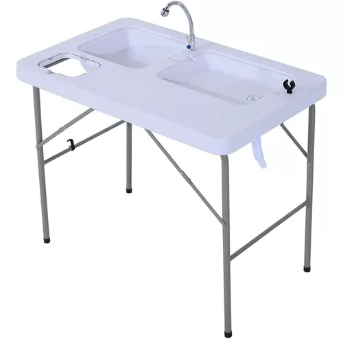 Mesa Plegable Portatil, Tipo Fregadero, Color Blanco