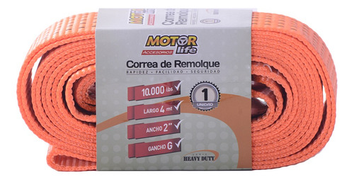 Correa De Remolque 4 Metros Motorlife 4.5 Tonelada Gancho G
