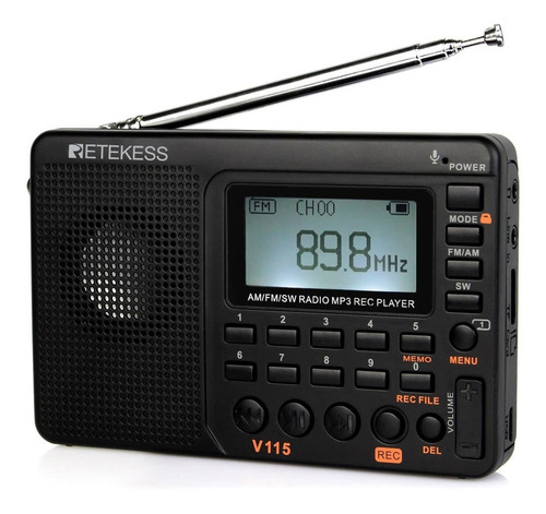 Radio Fm Am Sw Retekess V115 De Onda Corta Con Recarga Usb