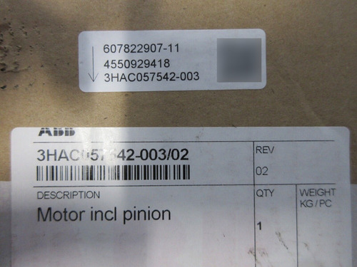 Abb 3hac057542-003/02 New Robot Motor Including Pinion 3 Ssd