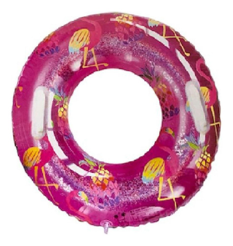 Boia Circular Decorada Flamingo Com Glitter 100 Cm