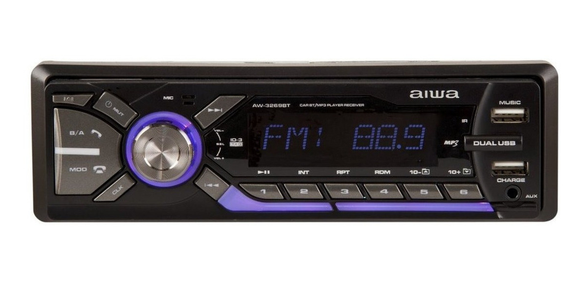 Radio para auto Aiwa AW-3269BT con USB, bluetooth y lector de tarjeta SD