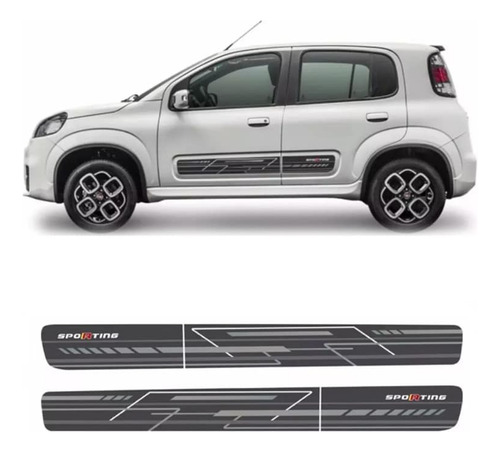 Faixa Lateral Fiat Uno Sporting 2015/2016 Adesivo Grafite