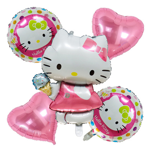 Set 5pz De Globos Estilo Bouquet De Hello Kitty