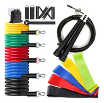 Comprar Kit 17 Itens - Elasticos Extensor + Mini Band + Corda Pular 