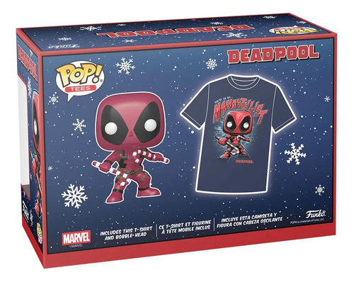 Funko Pop & Tee: Marvel - Playera Grande Con Deadpool Navida