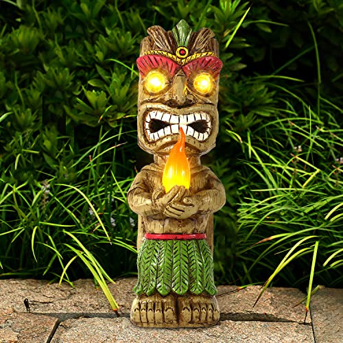 Estatua De Jardín Antorcha Solar Tiki De 13 Pulgadas D...