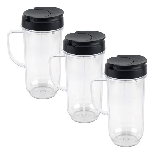 3 Vaso Alto 22 Onza Tapa Abatible Para Repuesto Batidora 250