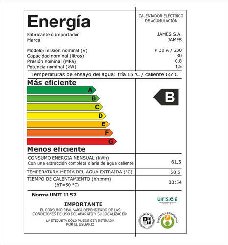 Calefon Termotanque James 30 Lts Prisma Acero Envío Gratis