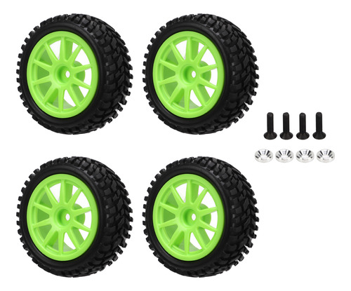 Ruedas De Coche Rc Tires, 4 Unidades, 10 Radios, Goma Y Plás