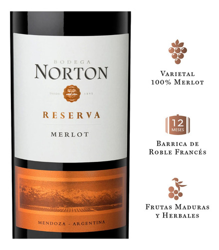 Vino Merlot Blend De Terroirs Norton Reserva Mendoza 750ml
