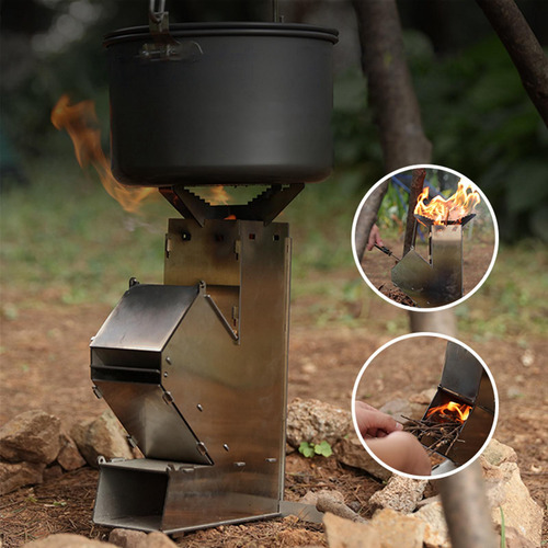 Estufa De Cohete Para Acampar De Acero Inoxidable Para