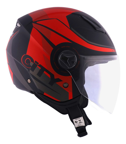 Capacete Aberto Norisk Orion City Preto Fosco Vermelho