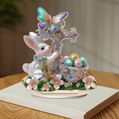 Letrero De Mesa Con Escena De Huevo Y De Pascua
