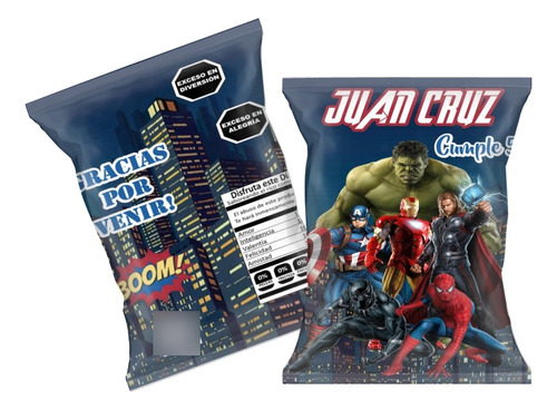 Bolsitas Golosineras Chips Bags Superheroes Avengers X20