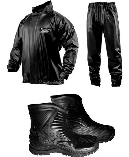 Traje Equipo De Lluvia Delta Brasil + Botas Alpina Sti Motos