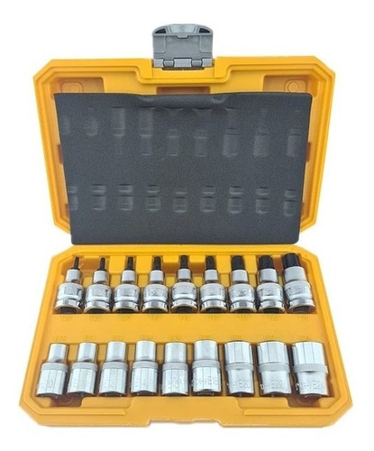 Kit Juego Dados Torx Estrella 1/2 Macho Hembra 18 Piezas Tmk