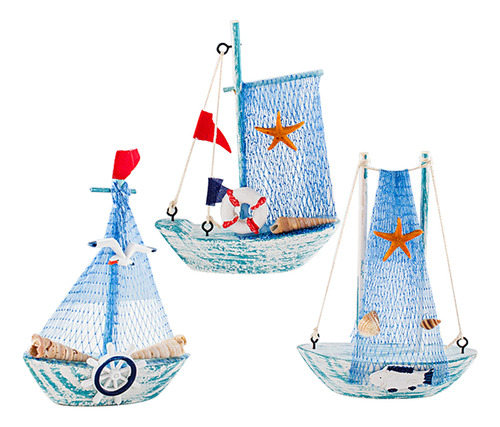 Set De 3 Maquetas De Velero De Madera De Estilo Mediterráneo