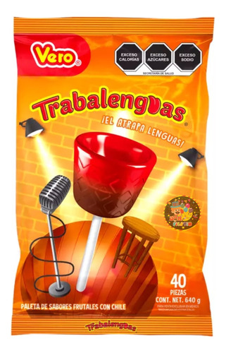 Vero Paleta Trabalenguas Frutal Chile Individual Dulce 40 Pz