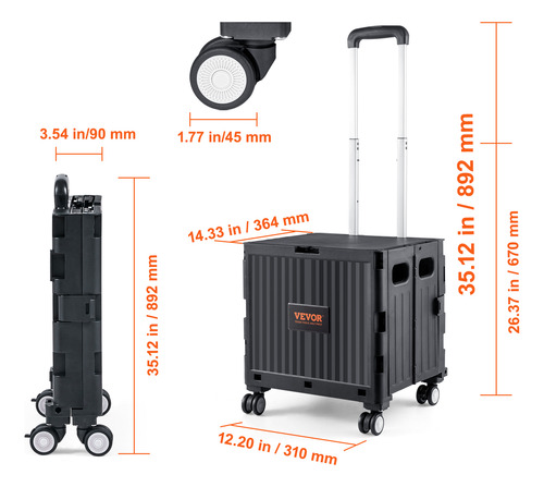 Vevor Carro De Compras Tipo Caja 4 Ruedas Con Universal