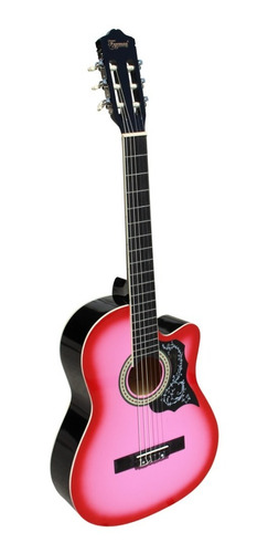 Guitarra Acustica Importada Rosado Nylon Freeman + Funda