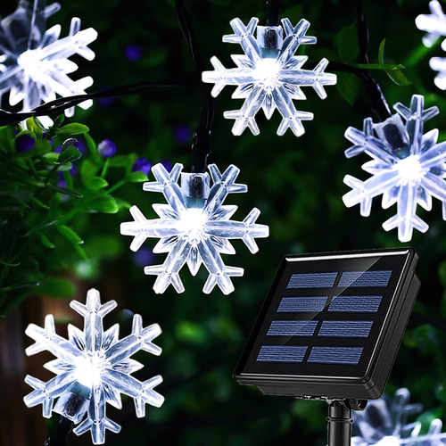 Hugsvik Guirnalda De 100 Luces Led Solares De Copo De Nieve,