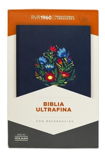 Biblia Nvi Ultrafina Azul Bordado Sobre Tela