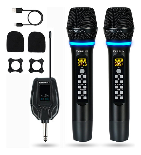 Microfono Inalambrico Dual Recargabl Sistema Metal Uhf Echo