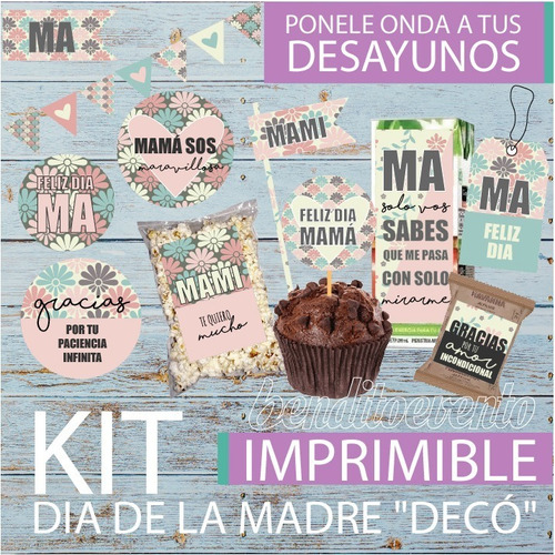 Kit Imprimible Desayuno Dia De La Madre Deco Tags Etiqueta